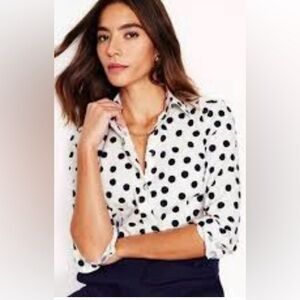 Boden Navy Polka Dot Blouse